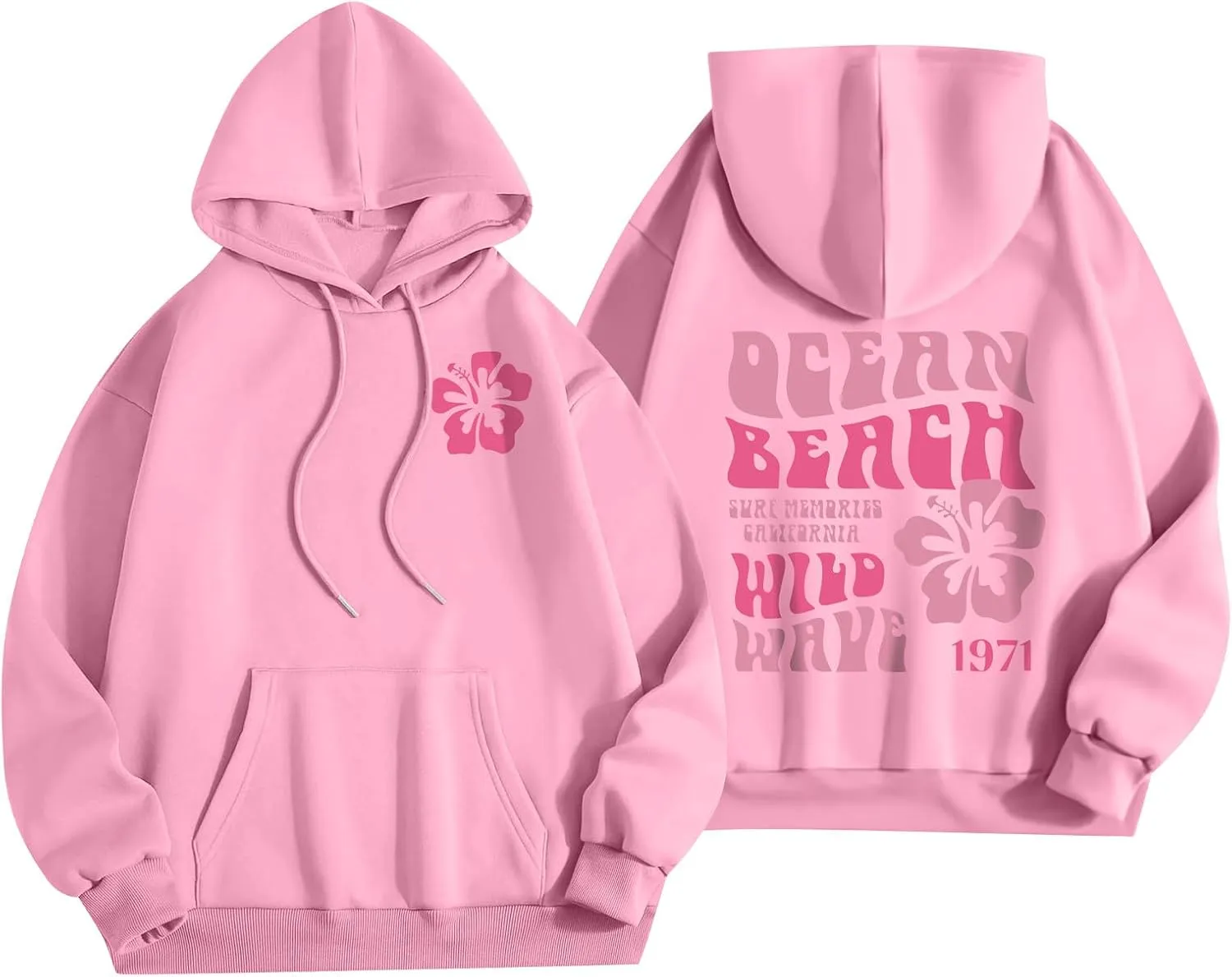 Hoodies for Women Plus Size Cute Long Sleeve Pullovers Drawstring Tops Loose Print Sweatshirts with Pocket