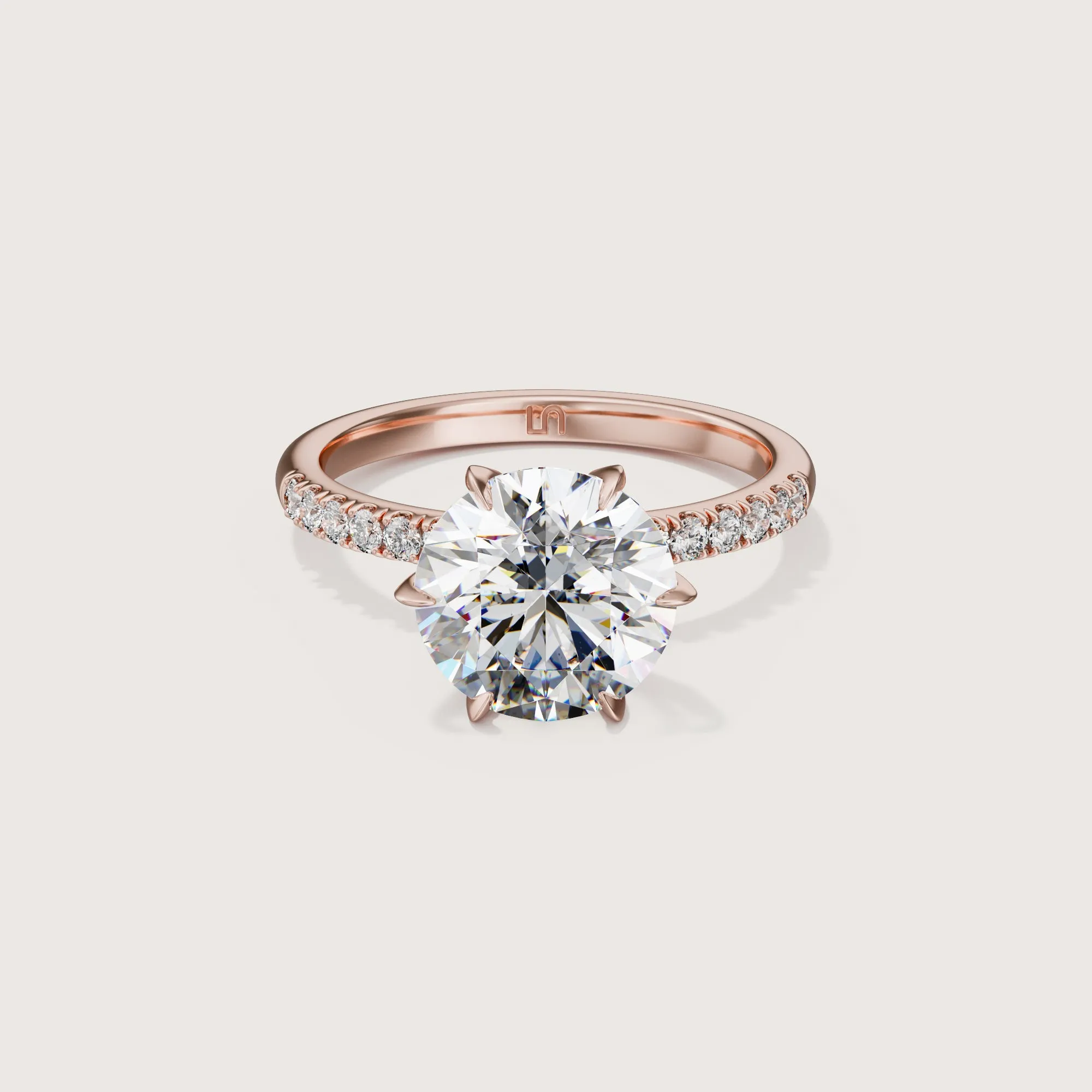 Icon Round Solitaire - 6 Claw - Diamond Band