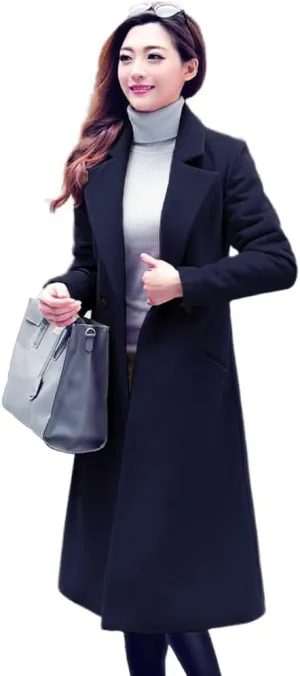 IDEALSANXUN Long Wool Coats for Women Fall Winter Coats Wool Jacket Peacoat