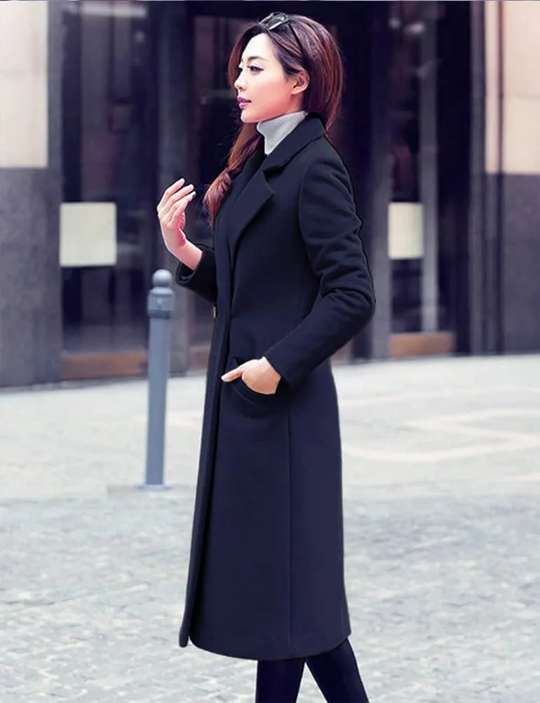 IDEALSANXUN Long Wool Coats for Women Fall Winter Coats Wool Jacket Peacoat