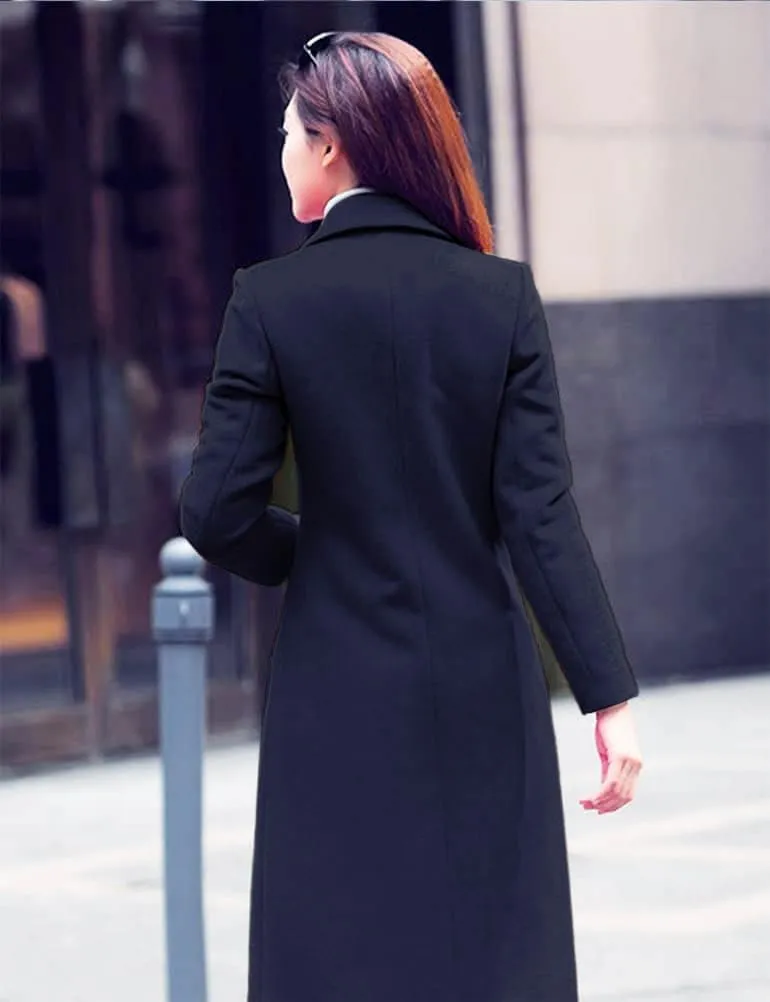 IDEALSANXUN Long Wool Coats for Women Fall Winter Coats Wool Jacket Peacoat