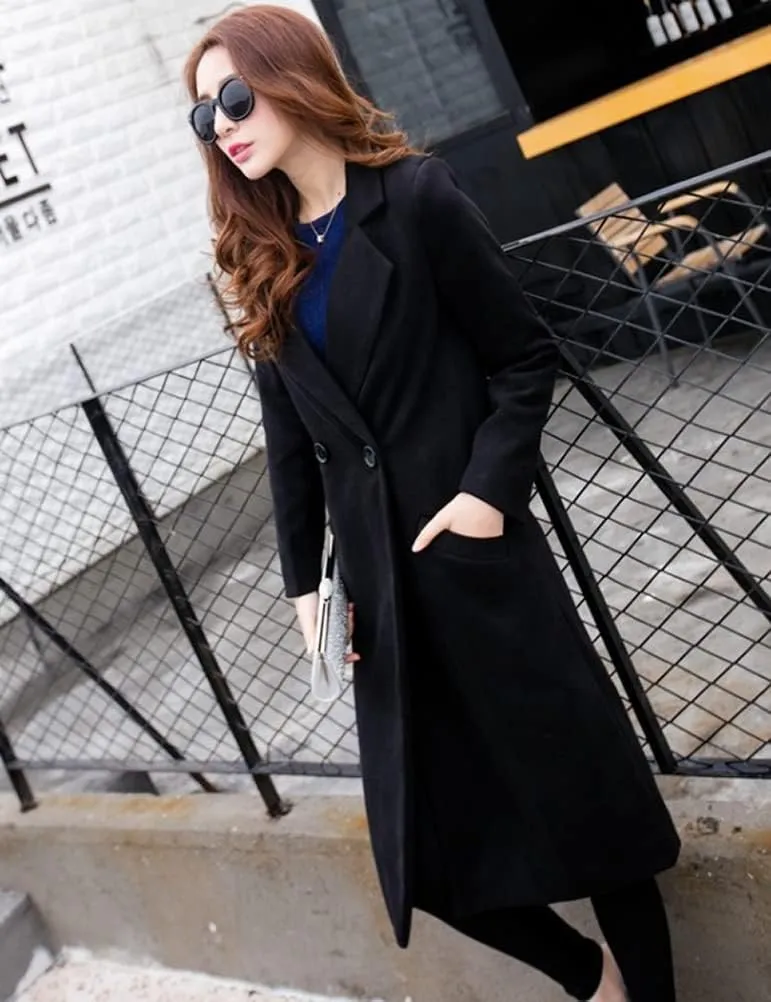IDEALSANXUN Long Wool Coats for Women Fall Winter Coats Wool Jacket Peacoat