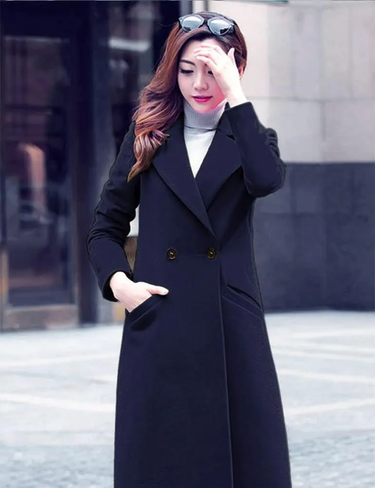 IDEALSANXUN Long Wool Coats for Women Fall Winter Coats Wool Jacket Peacoat