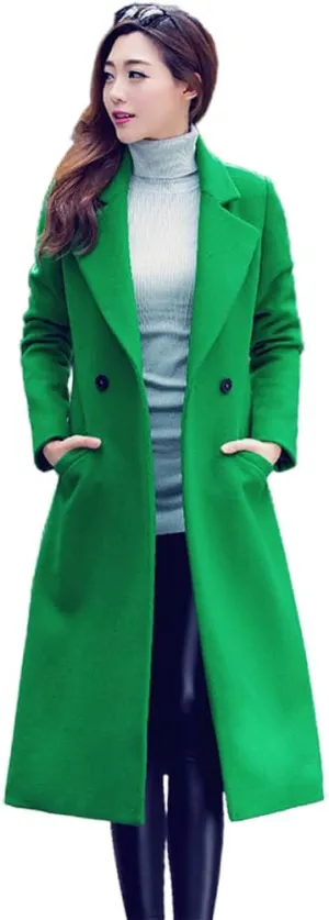IDEALSANXUN Long Wool Coats for Women Fall Winter Coats Wool Jacket Peacoat