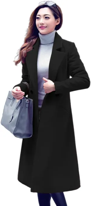 IDEALSANXUN Long Wool Coats for Women Fall Winter Coats Wool Jacket Peacoat