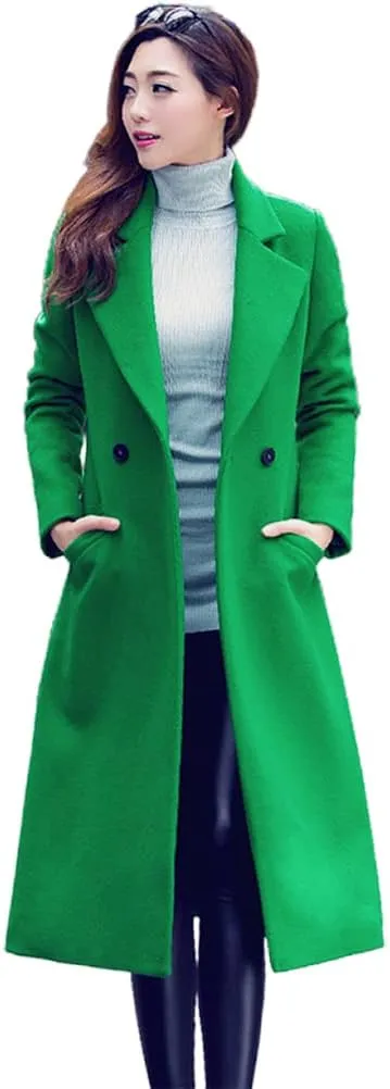 IDEALSANXUN Long Wool Coats for Women Fall Winter Coats Wool Jacket Peacoat