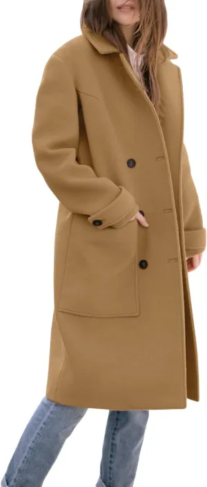 IDEALSANXUN Womens Fall Winter Wool Coats Double Breasted Trench Coats Peacoat