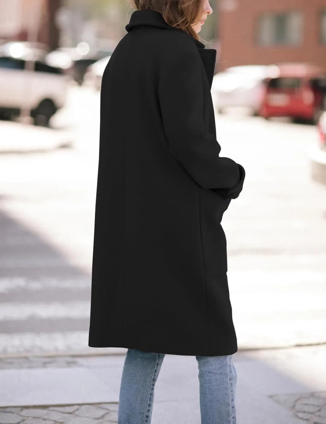 IDEALSANXUN Womens Fall Winter Wool Coats Double Breasted Trench Coats Peacoat