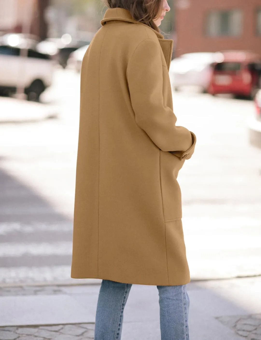IDEALSANXUN Womens Fall Winter Wool Coats Double Breasted Trench Coats Peacoat