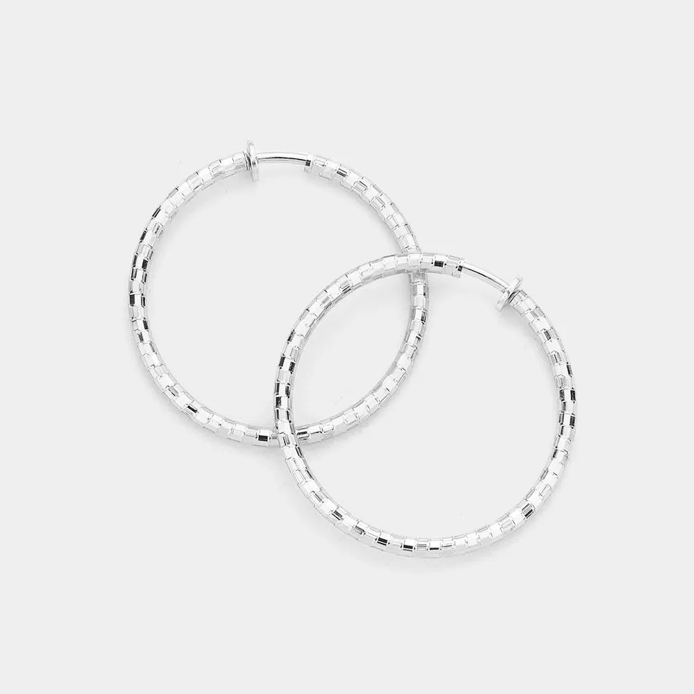 iLLASPARKZ 1.75 Inch Metal Hoop Clip On Earrings