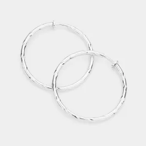 iLLASPARKZ 1.75 Inch Textured Metal Clip On Hoop Earrings