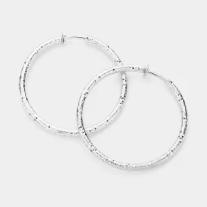 iLLASPARKZ 1.75 Inch Textured Metal Hoop Clip On Earrings