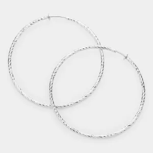 iLLASPARKZ 3" Textured metal hoop clip on earrings