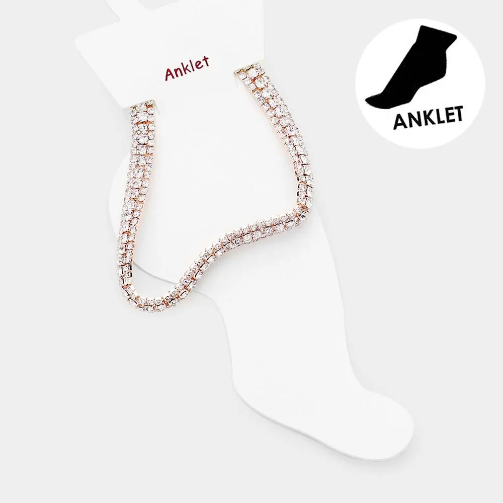 iLLASPARKZ 3Rows Rhinestone Evening Anklet