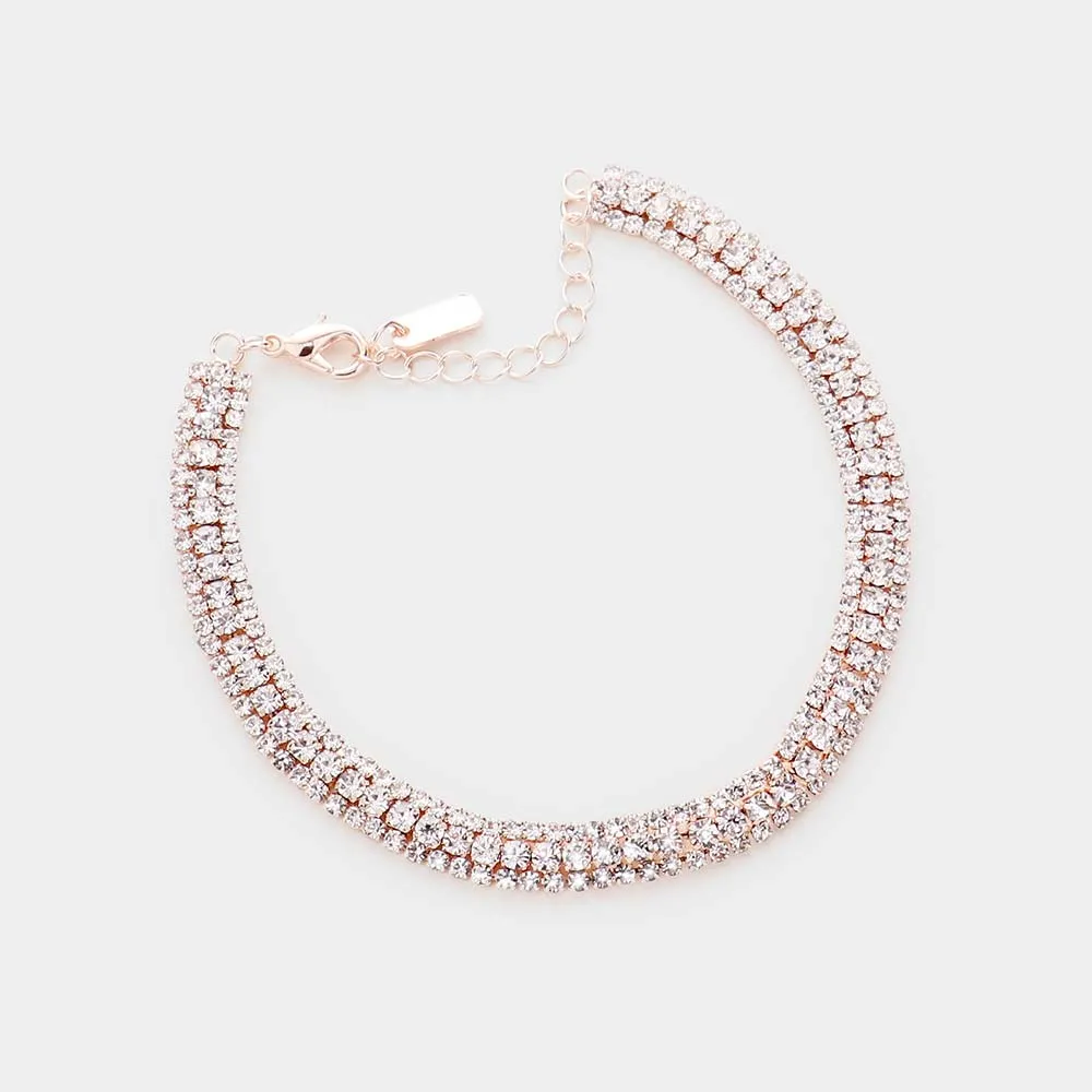 iLLASPARKZ 3Rows Rhinestone Evening Anklet
