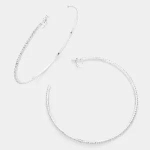 iLLASPARKZ 4 inch Rhinestone Hoop Clip on Earrings
