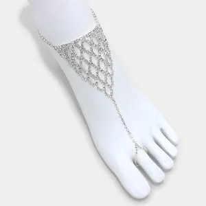 iLLASPARKZ Crystal rhinestone net anklet with toe ring