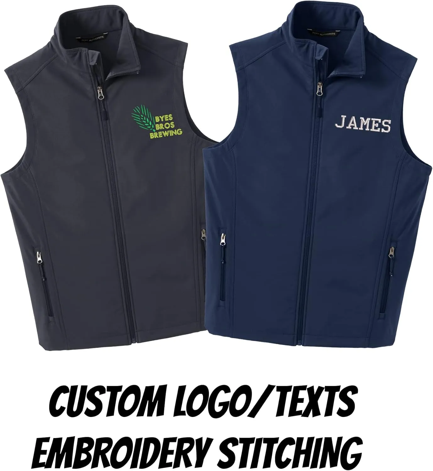 INK STITCH Ladies Custom Embroidery Design Your Own Logo Text Soft Shell Vests