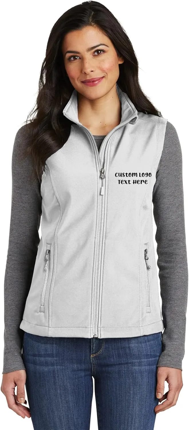 INK STITCH Ladies Custom Embroidery Design Your Own Logo Text Soft Shell Vests