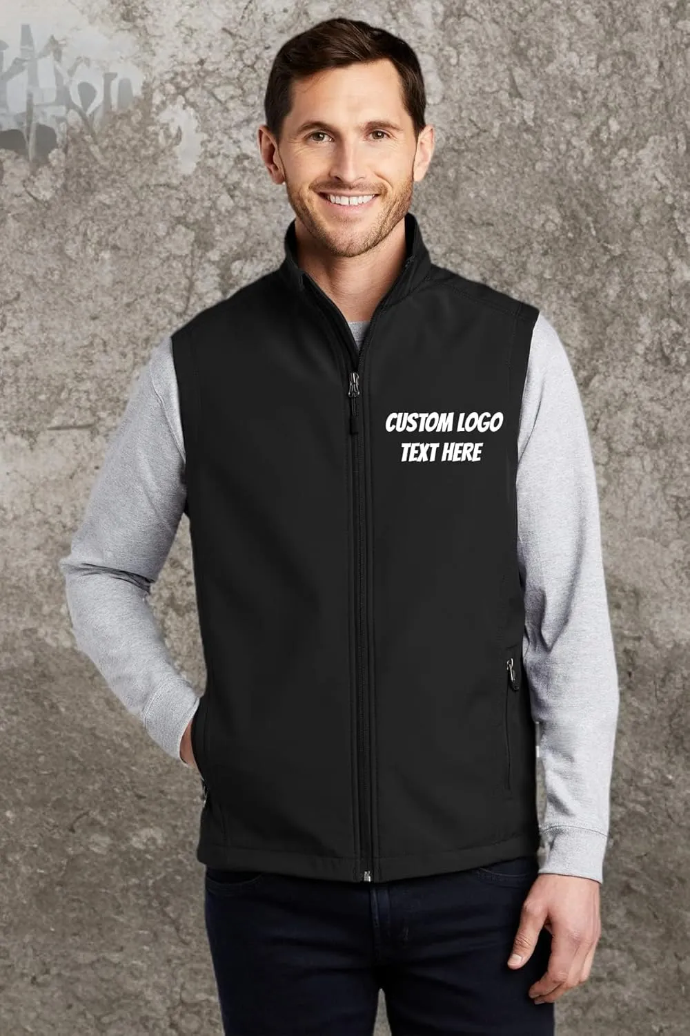 INK STITCH Men Custom Embroidery Design Your Own Logo Text Soft Shell Vests