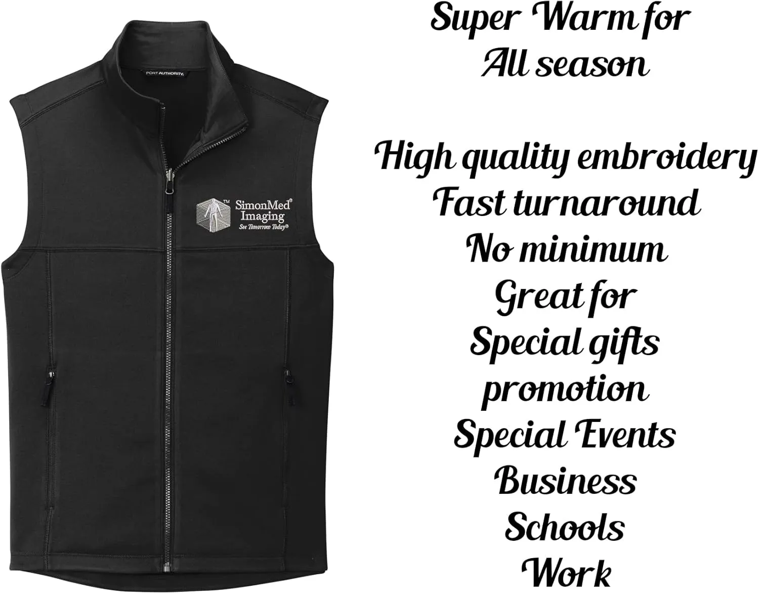 INK STITCH Men F906 Custom Personalized Embroidery Logo Texts Collective Smooth Fleece Vests