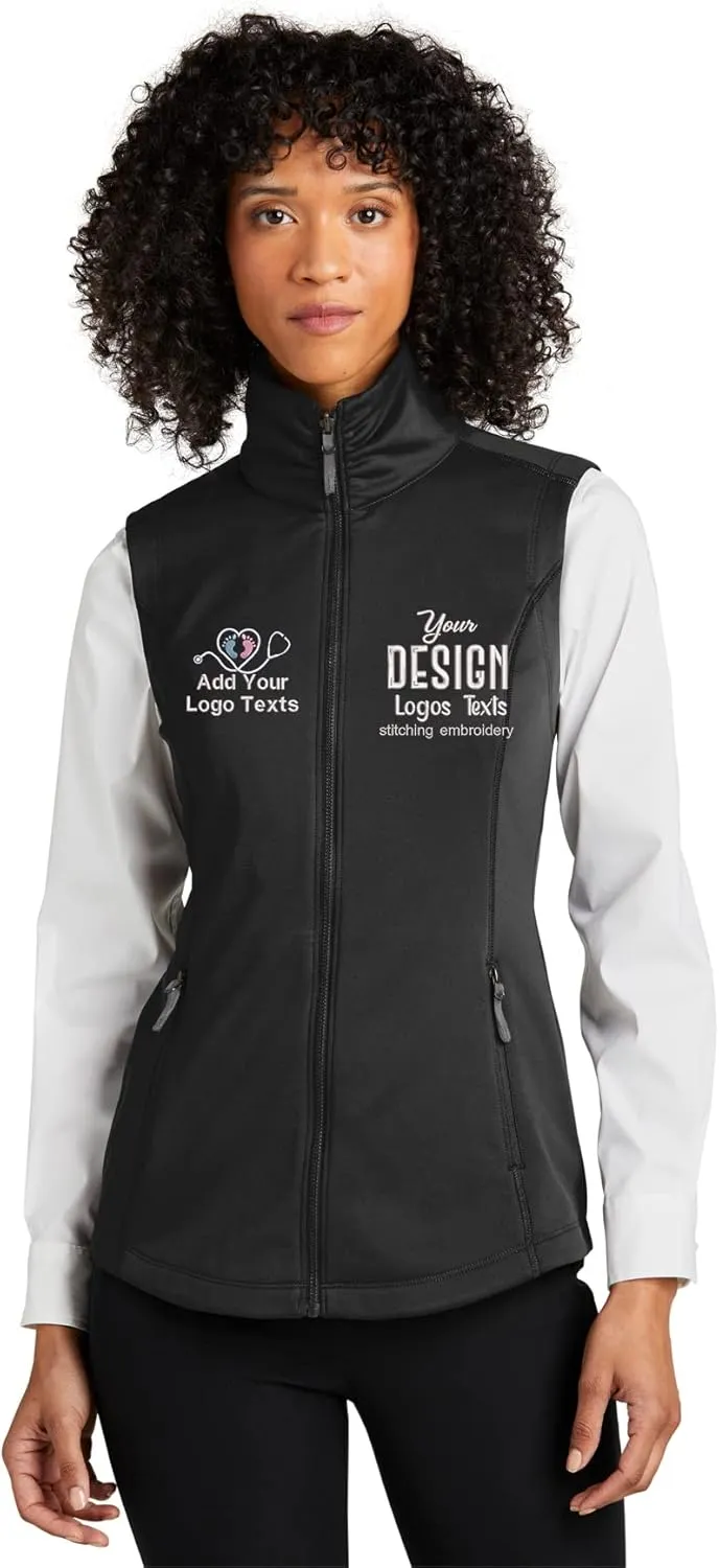 INK STITCH Women L906 Custom Personalized Embroidery Logo Texts Collective Smooth Fleece Vests