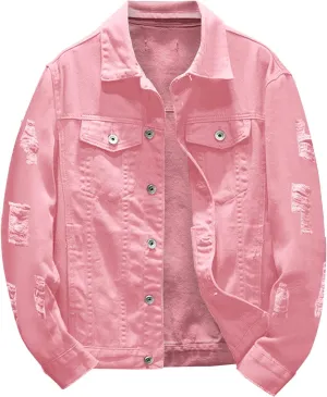 Jean Jacket for Men, Classic Ripped Slim Denim Jacket Men's Trucker Jacket Cowboy Cut Western Denim Jacket