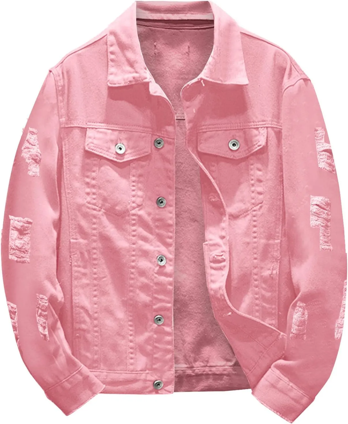 Jean Jacket for Men, Classic Ripped Slim Denim Jacket Men's Trucker Jacket Cowboy Cut Western Denim Jacket