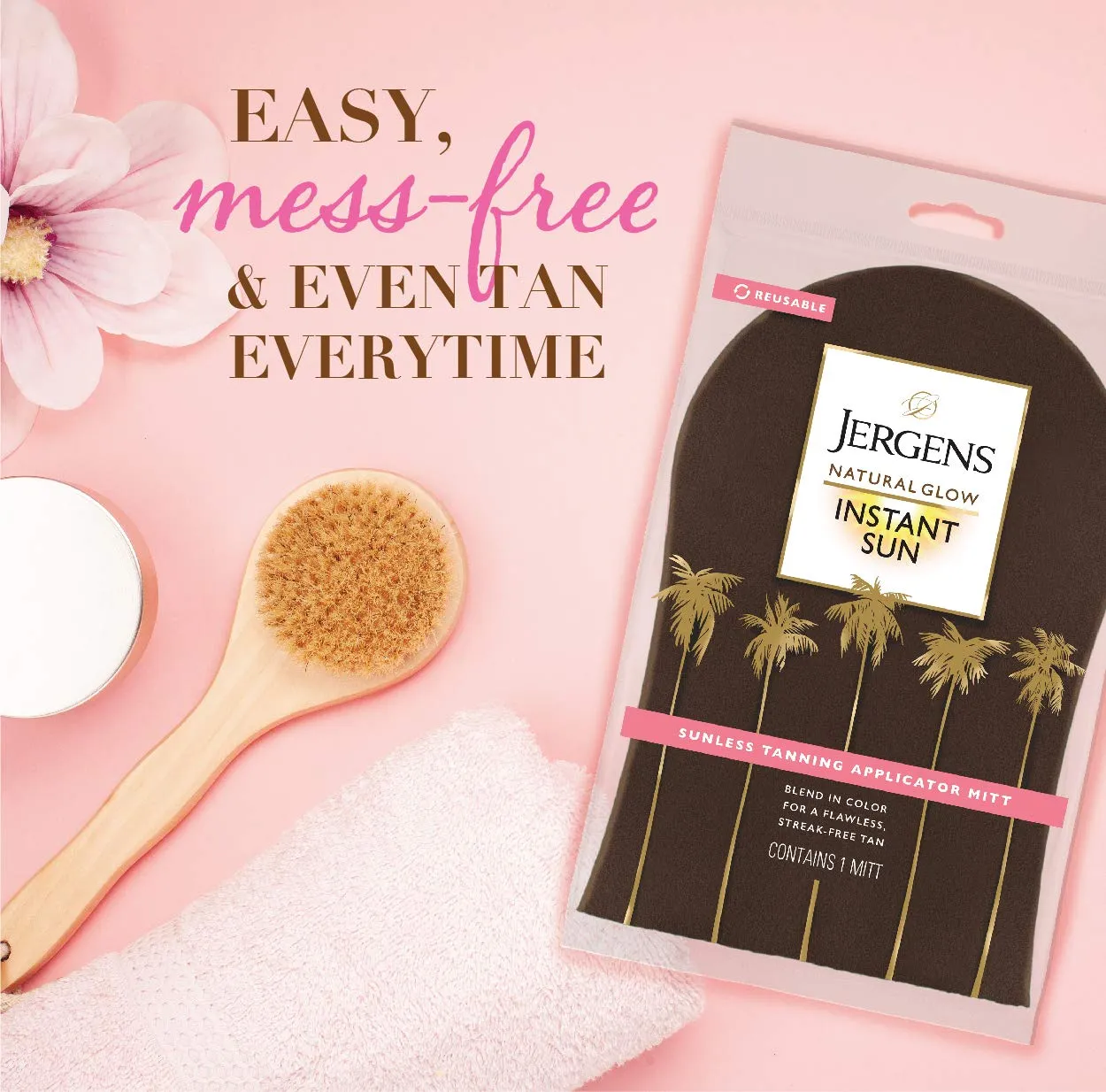 Jergens Natural Glow Body Applicator Mitt, Flawless, Streak-free Tanning Blender Glove, Reusable Tanning Mitt Protects Hands