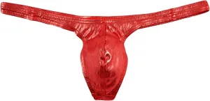 JEsilunmaMY Mens Shiny Leather Thongs Low Rise U Convex Pouch G-String Underwear Stretch T-Back Bikini Briefs Under Panties