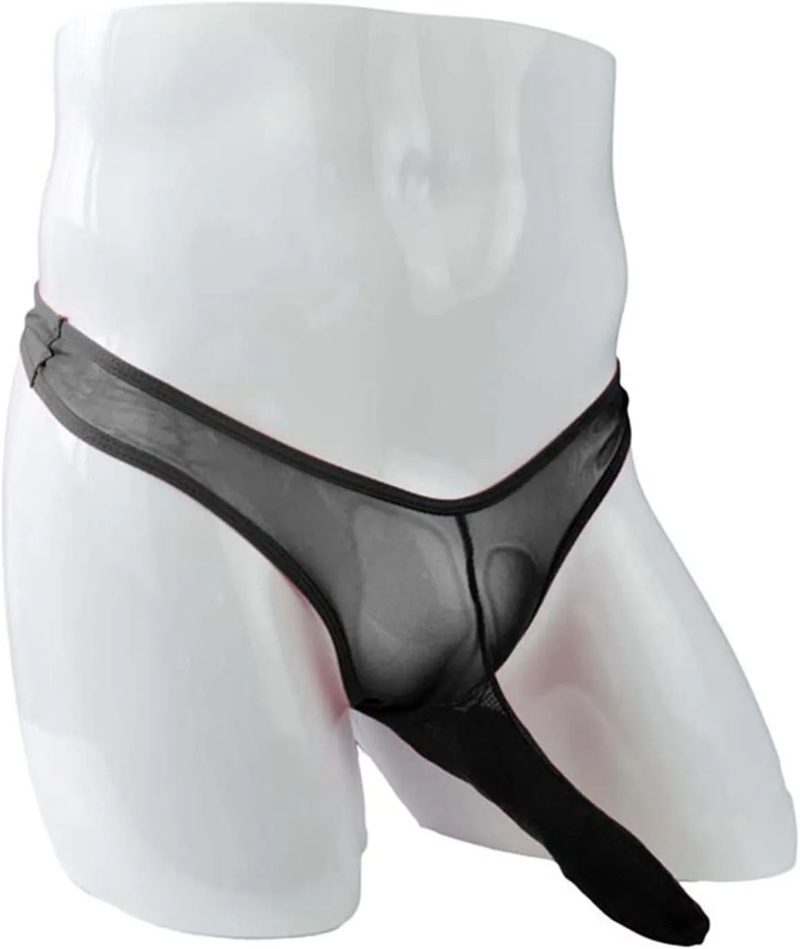 JEsilunmaMY Sexy Mesh Briefs for Men Low Rise G String Elephant Nose Underwear See Through T Back Bulge Pouch Bikini Thongs
