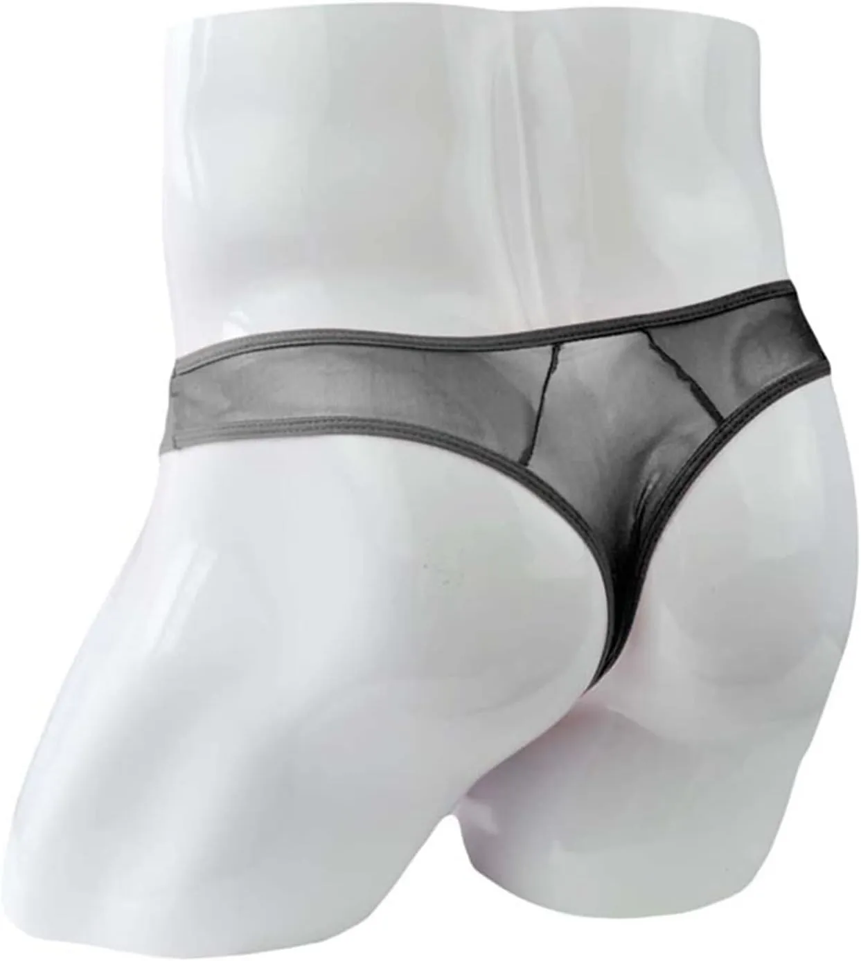 JEsilunmaMY Sexy Mesh Briefs for Men Low Rise G String Elephant Nose Underwear See Through T Back Bulge Pouch Bikini Thongs