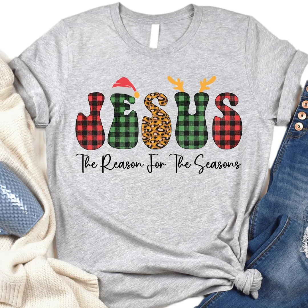 Jesus Christmas Tshirt, Christmas Tee For Women, Merry And Bright Xmas Tshirt, Christmas Tee Teens