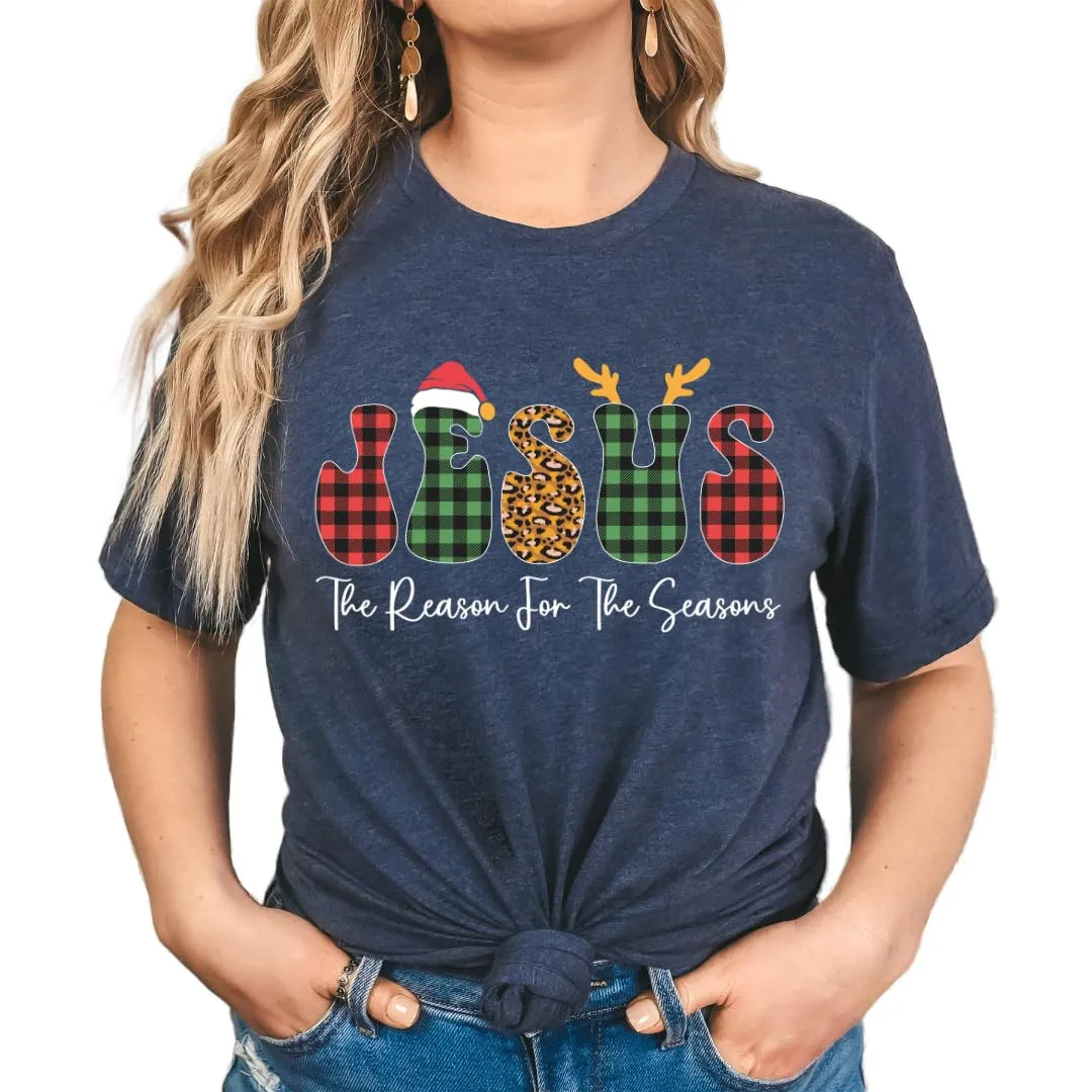 Jesus Christmas Tshirt, Christmas Tee For Women, Merry And Bright Xmas Tshirt, Christmas Tee Teens