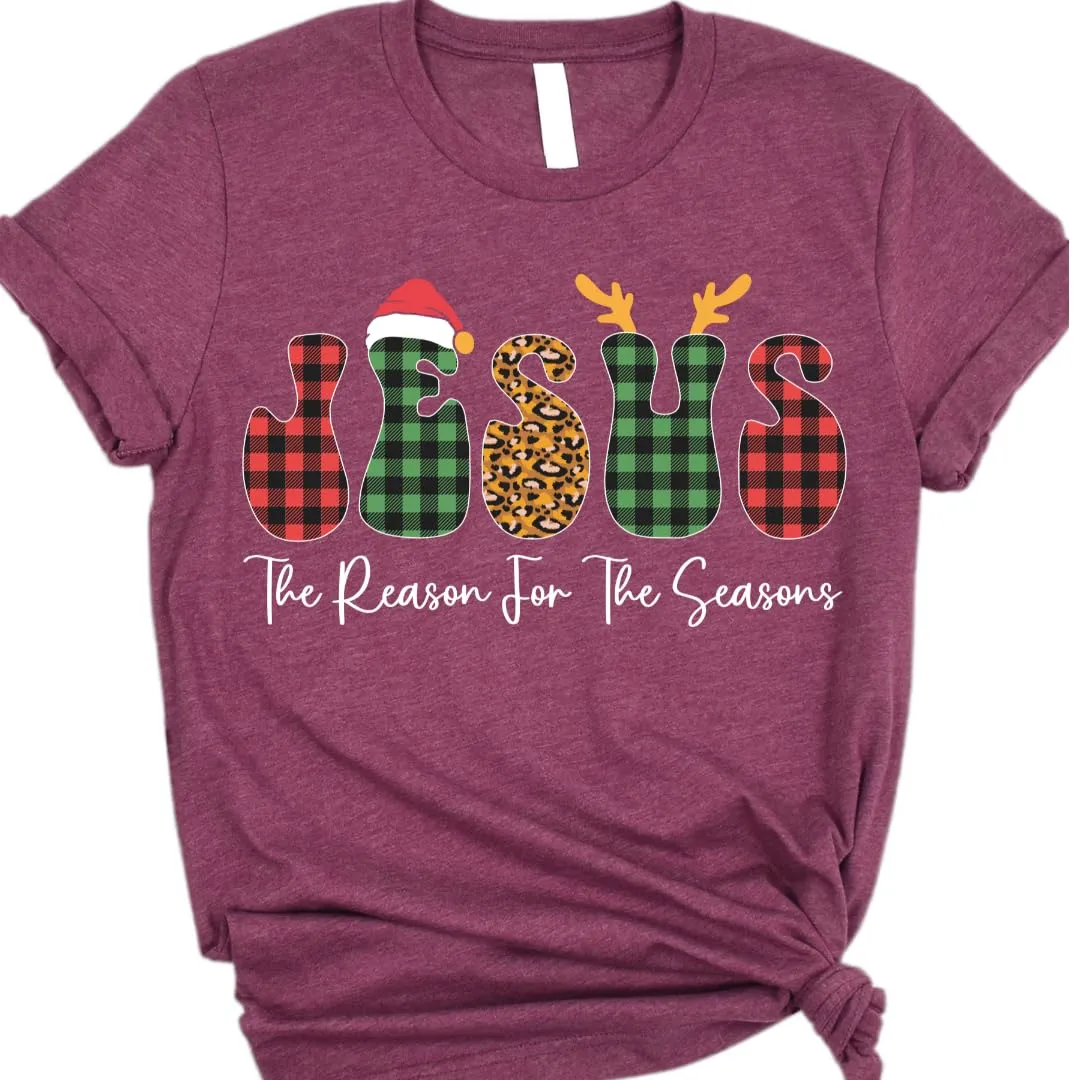 Jesus Christmas Tshirt, Christmas Tee For Women, Merry And Bright Xmas Tshirt, Christmas Tee Teens