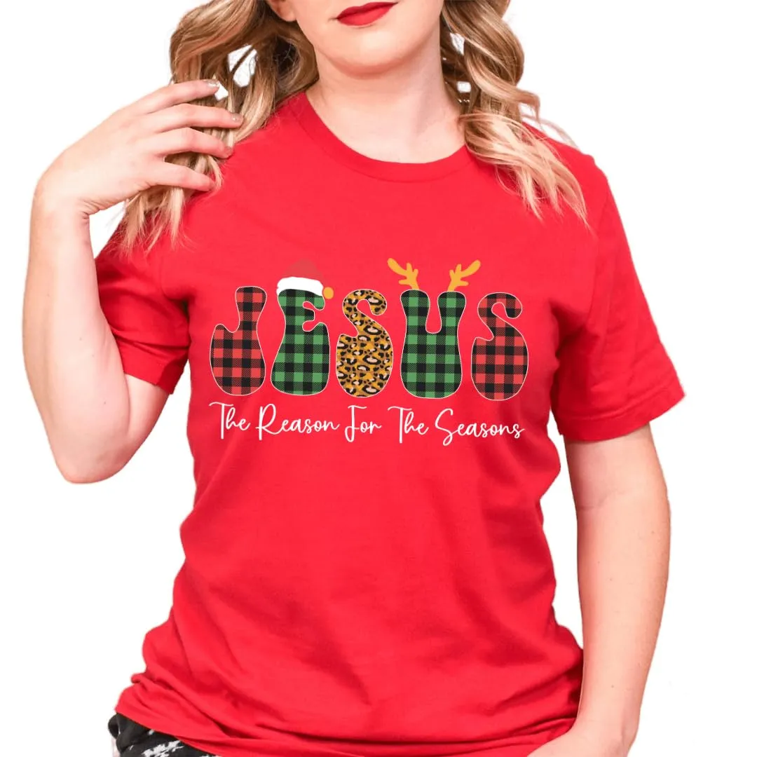 Jesus Christmas Tshirt, Christmas Tee For Women, Merry And Bright Xmas Tshirt, Christmas Tee Teens