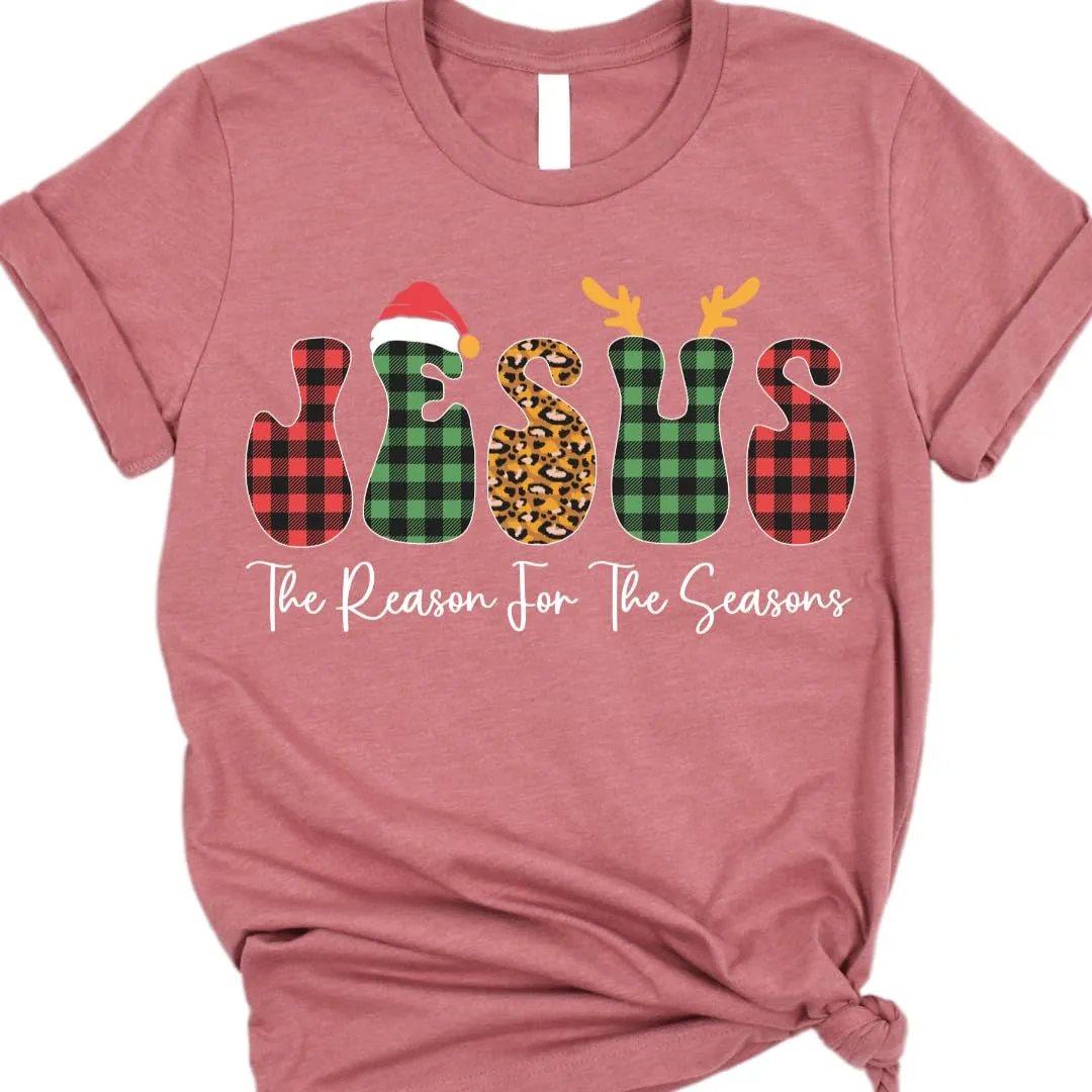 Jesus Christmas Tshirt, Christmas Tee For Women, Merry And Bright Xmas Tshirt, Christmas Tee Teens