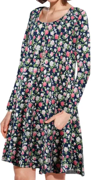 JollieLovin Women Long Sleeve Dress with Pockets Plus Size Swing Casual Loose Tshirt Dresses