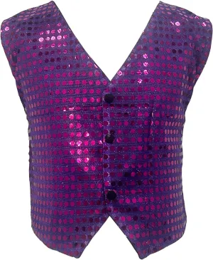Kids Boys Girls Sequined Dance Hip Hop Performance Party Costume Vests Jacket Waistcoat