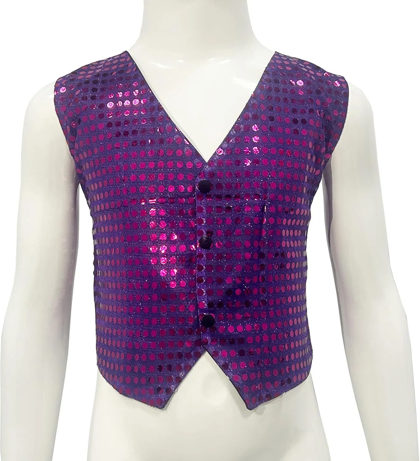 Kids Boys Girls Sequined Dance Hip Hop Performance Party Costume Vests Jacket Waistcoat