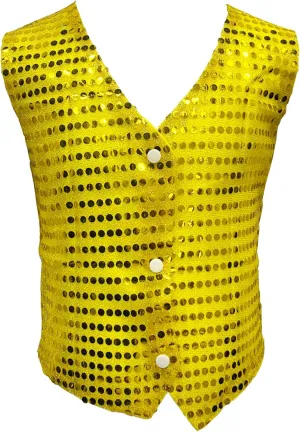 Kids Boys Girls Sequined Dance Hip Hop Performance Party Costume Vests Jacket Waistcoat