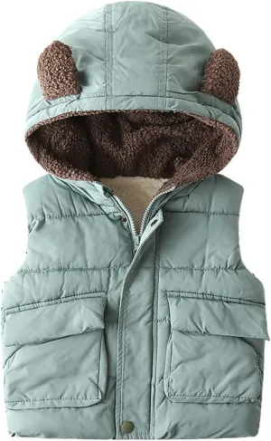 Kids Padded Coat Kids Toddler Baby Girls Boys Autumn Winter Warm Thick Ear Cotton Hooded Long Sleeve Youth Winter Coat