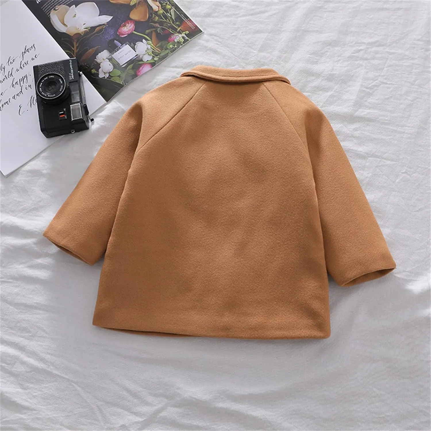 Kids Trench Coat for Toddler Boy Girls Woolden Overcoat Winter Dress Peacoat Double Breasted Wool Coat 1-5 Years
