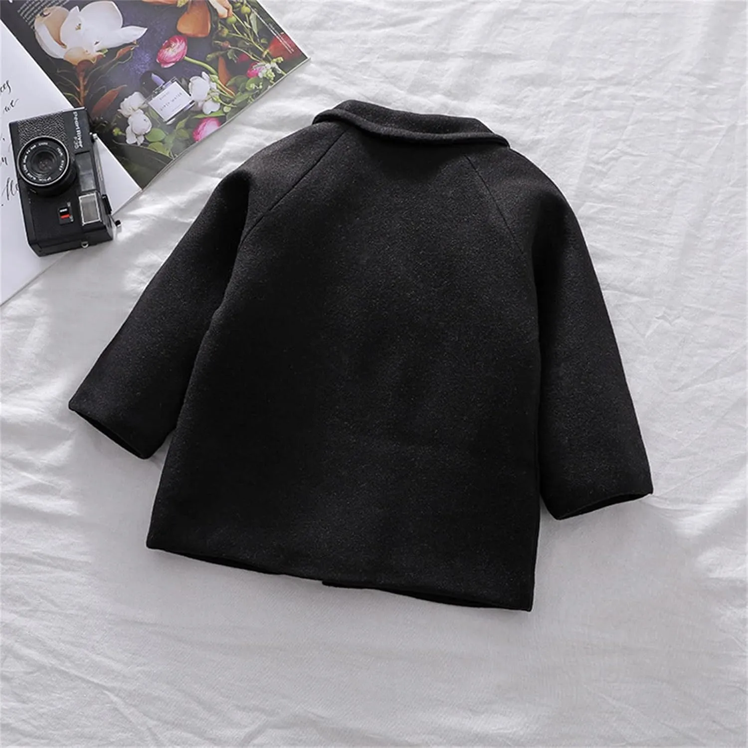 Kids Trench Coat for Toddler Boy Girls Woolden Overcoat Winter Dress Peacoat Double Breasted Wool Coat 1-5 Years