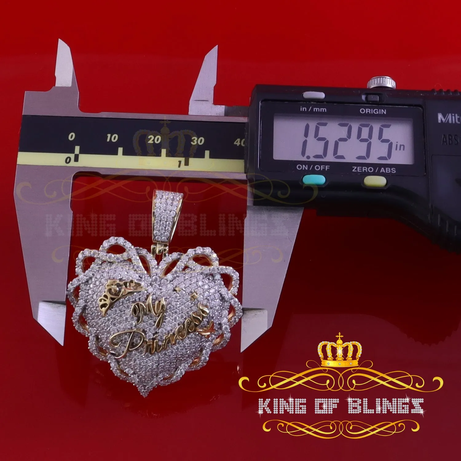 King Of Bling's King's 6.00ct Real Moissanite Sterling Silver Yellow MY PRINCESS Heart Pendant