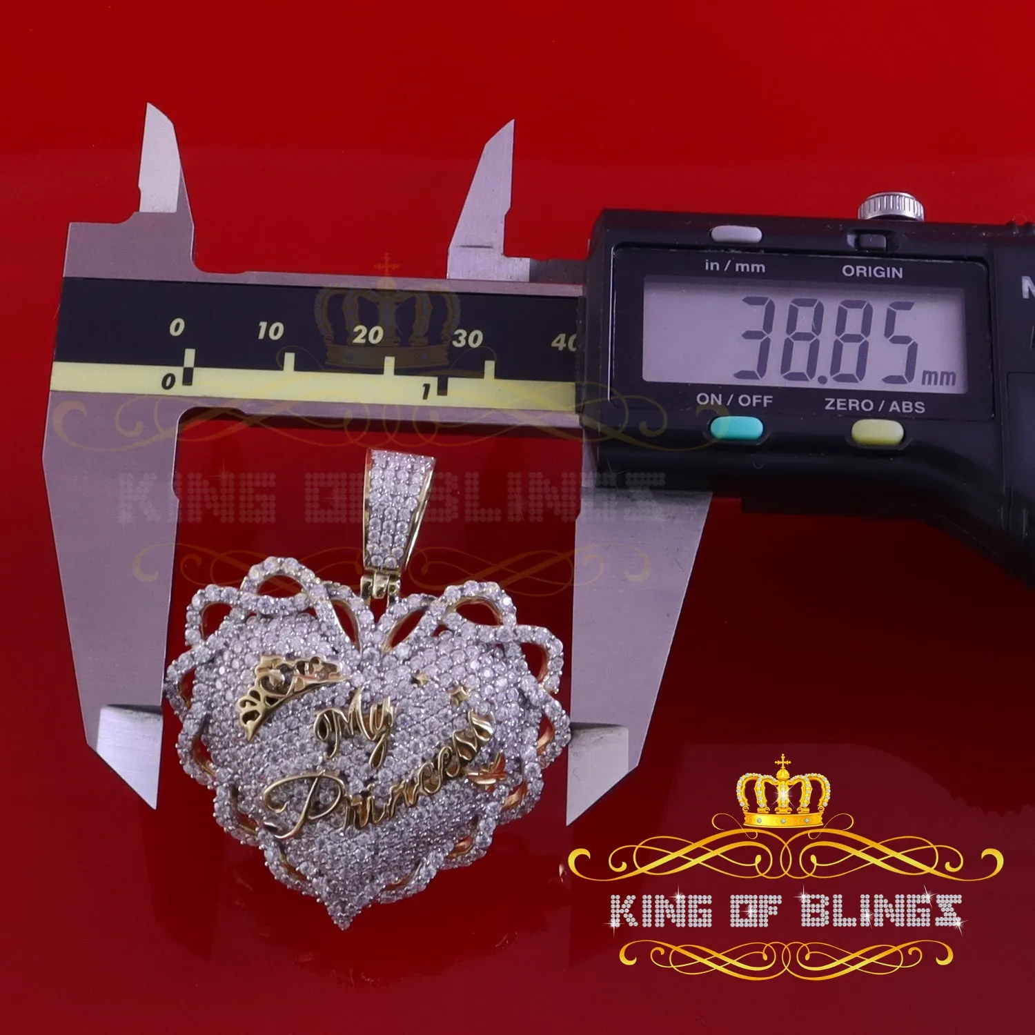 King Of Bling's King's 6.00ct Real Moissanite Sterling Silver Yellow MY PRINCESS Heart Pendant
