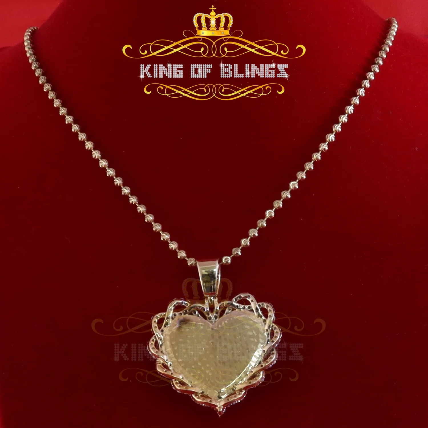 King Of Bling's King's 6.00ct Real Moissanite Sterling Silver Yellow MY PRINCESS Heart Pendant