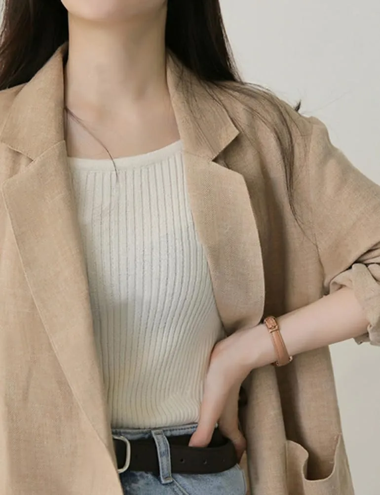 Kinghua Linen Blazer Women Casual Long Sleeve Jackets Spring Summer 2025 Lightweight Business Tops