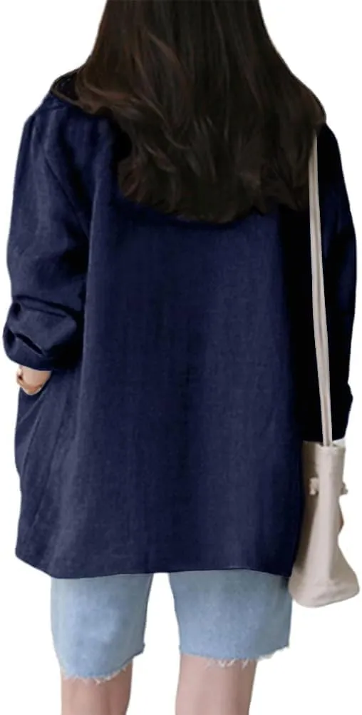 Kinghua Linen Blazer Women Casual Long Sleeve Jackets Spring Summer 2025 Lightweight Business Tops