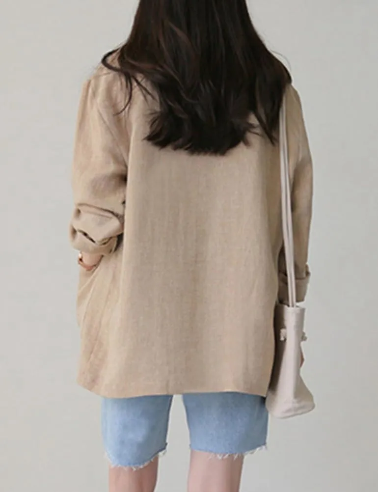 Kinghua Linen Blazer Women Casual Long Sleeve Jackets Spring Summer 2025 Lightweight Business Tops